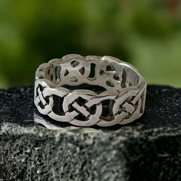 Sterling Silver Celtic Knot Band Ring Sz 8 925 Irish Viking Gaelic Scottish - Picture 14 of 16